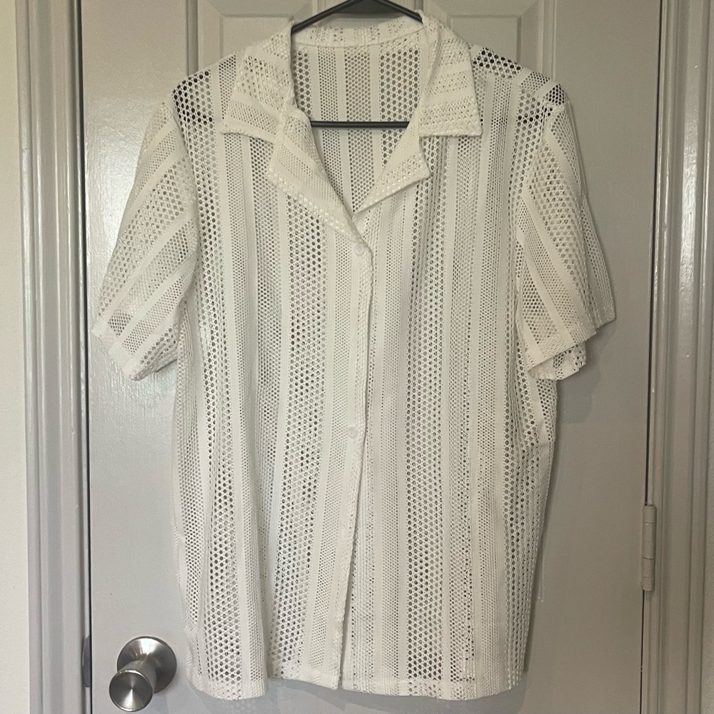 Men’s mesh short sleeve collared shirt